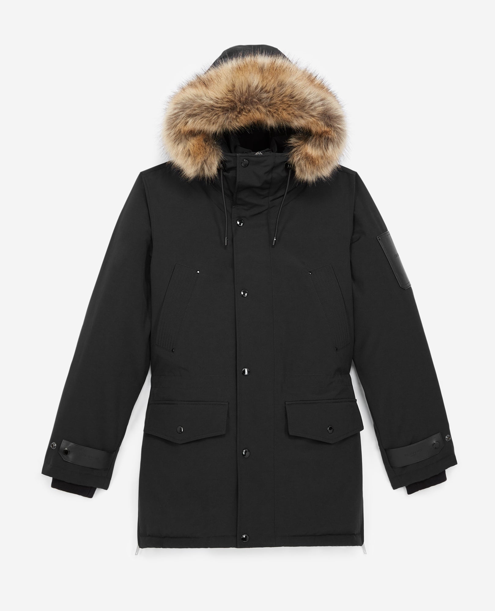 Long Parka With Leather Detail | Men | Black