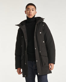 Hooded Parka And Rubber Logo Pockets | Men | Black