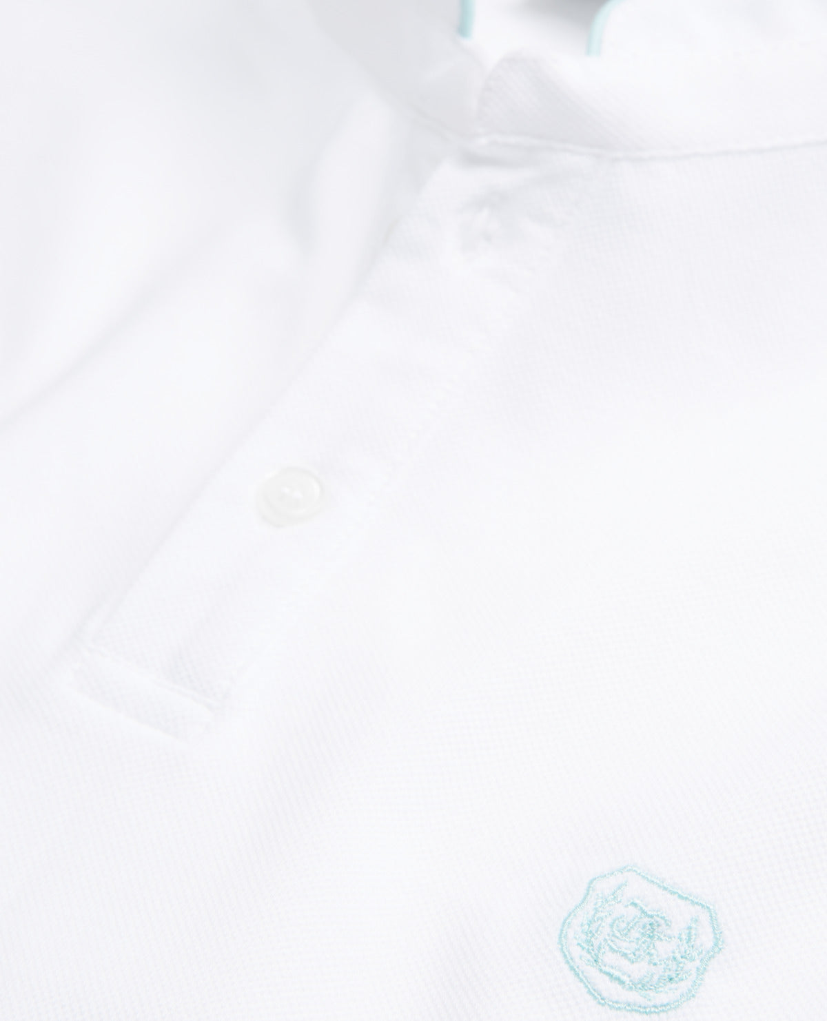 Embroidered Polo W/ Buttoned Officer Collar | Men | White x Grey