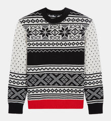 Patterned Wool Sweater | Men | Black Red Off White