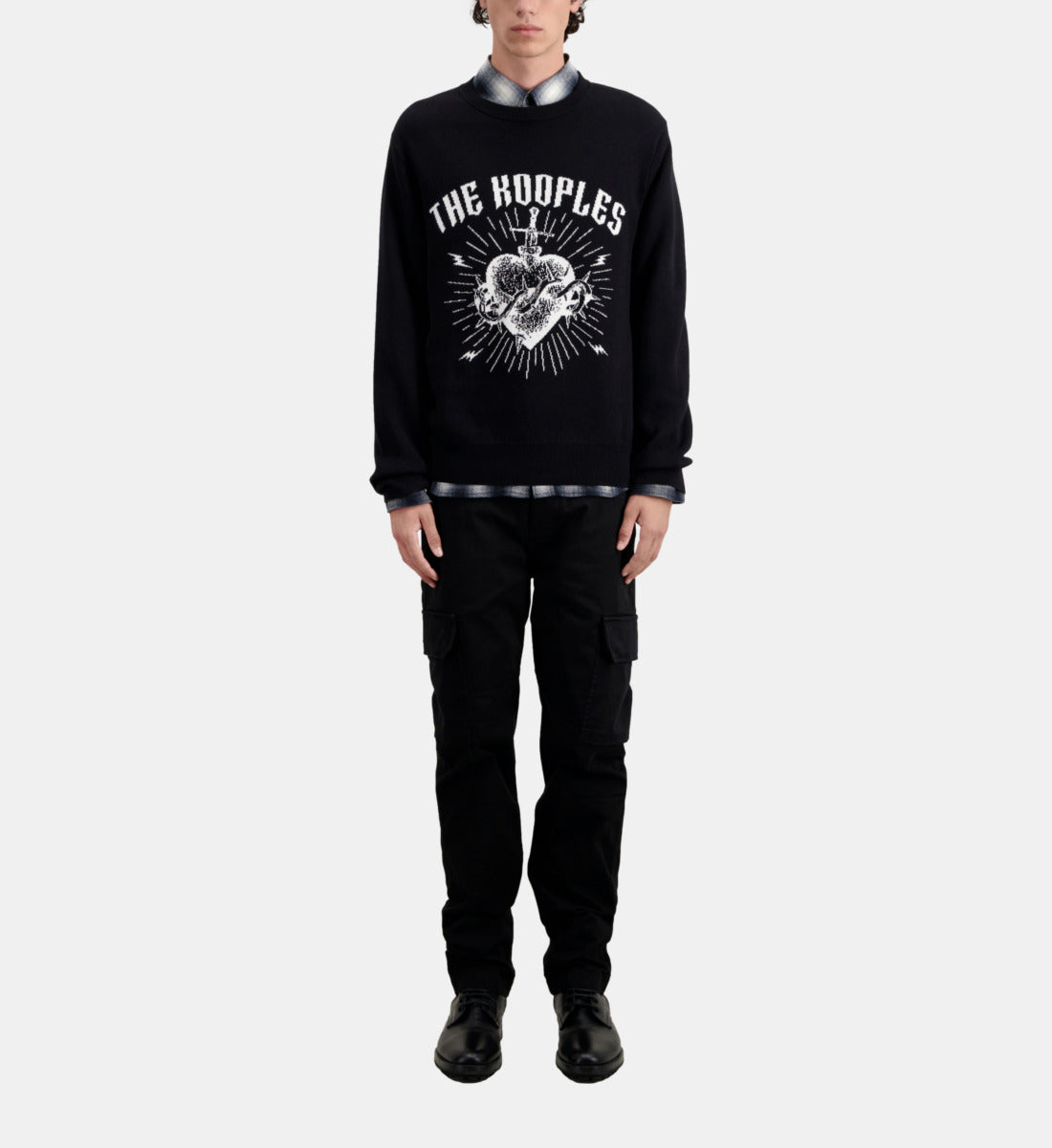 Dagger Through Heart Sweater In Wool Blend | Men | Black x White