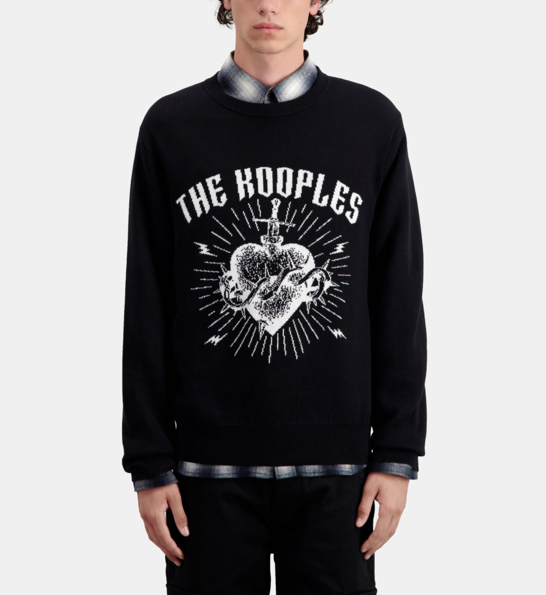 Dagger Through Heart Sweater In Wool Blend | Men | Black x White