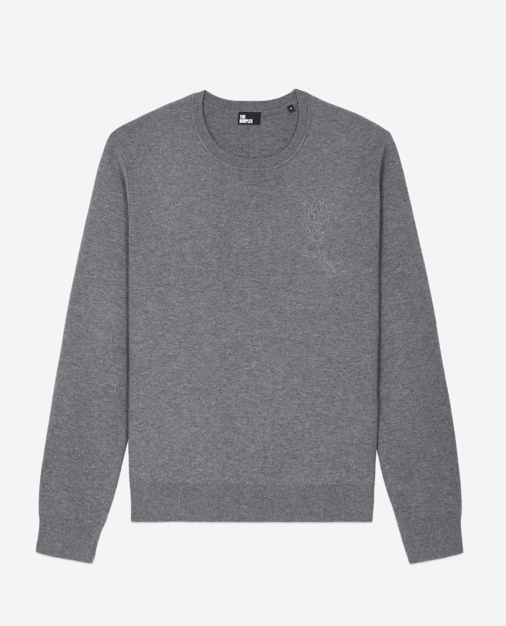 Wool Blend Sweater With Embroidery | Men | Melange Grey