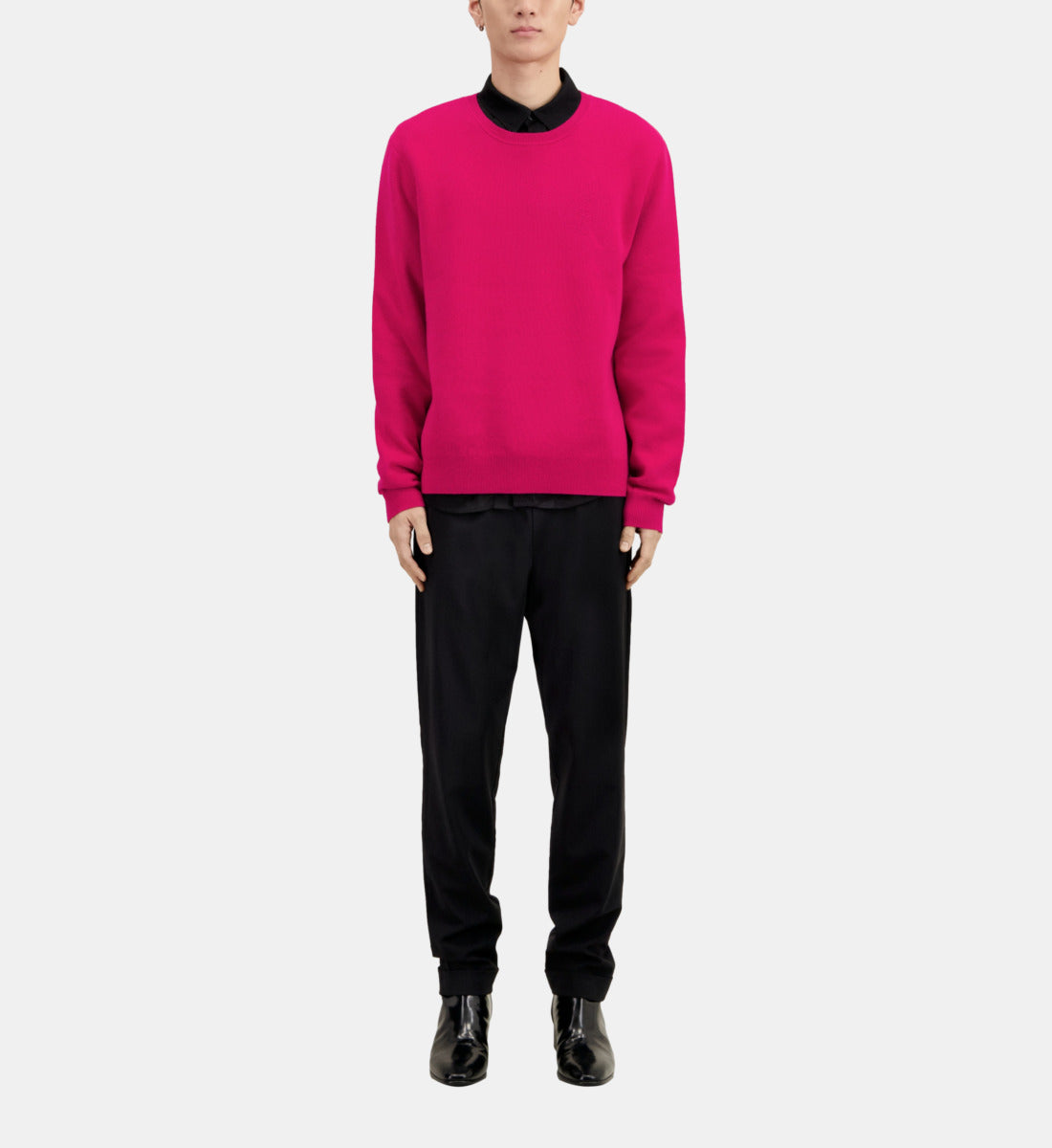 Red Wool-Blend Sweater With Embroidery | Men | Cherry