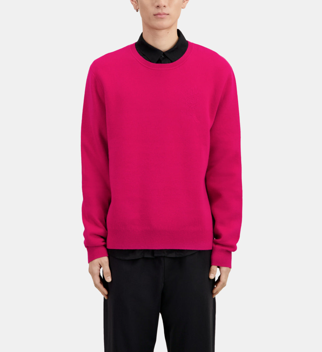 Red Wool-Blend Sweater With Embroidery | Men | Cherry