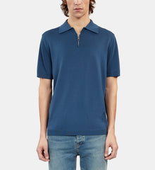 Royal Blue Knitted Polo T-Shirt | Men | Middle Navy