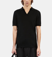 Openwork Knit Polo T-Shirt | Men | Black