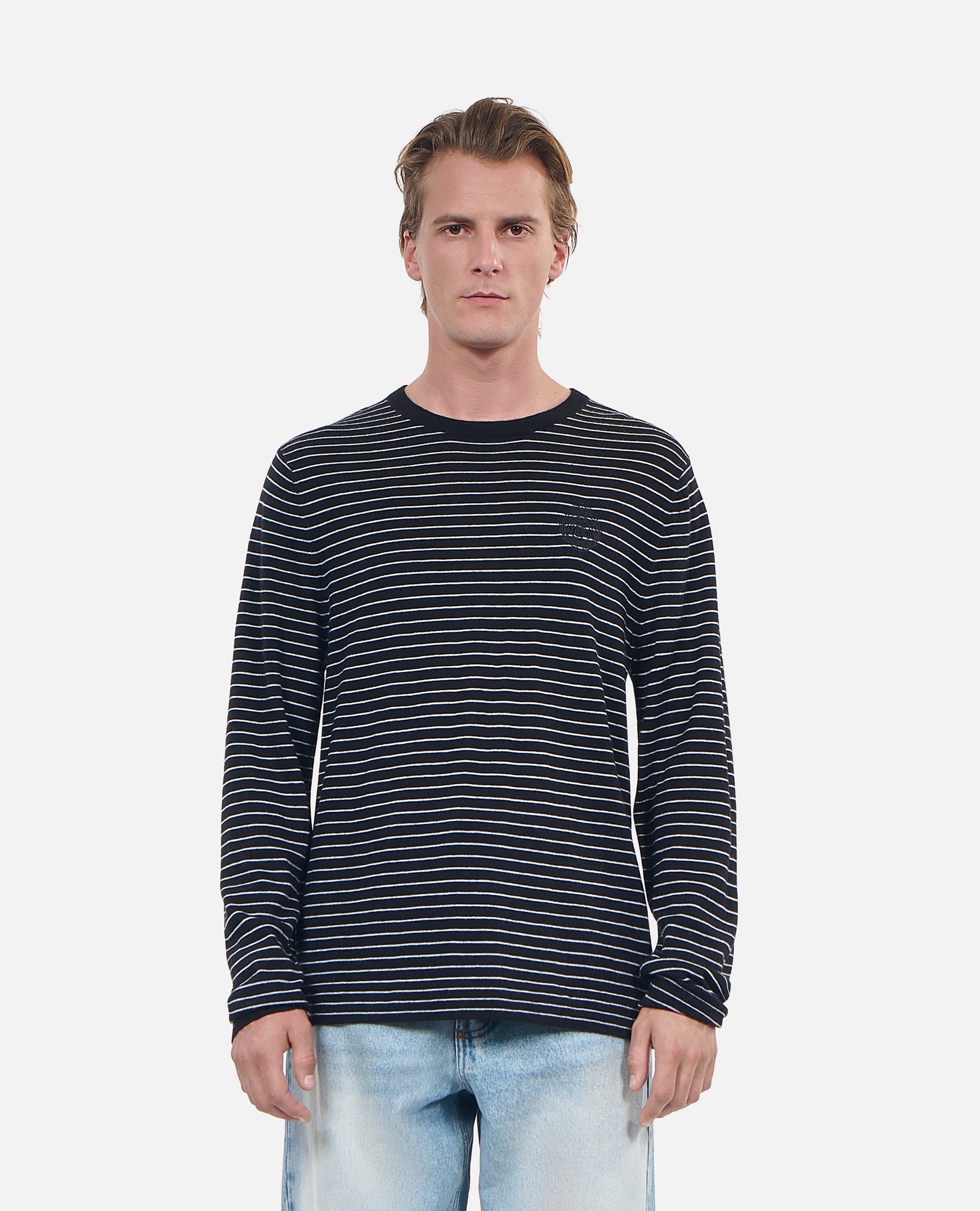 Striped Wool Sweater | Men | Black x White