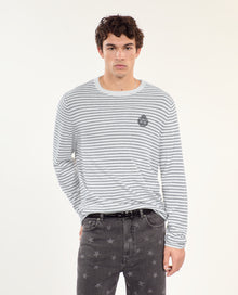 Blazon Striped Wool And Cashmere Sweater | Men | White x Blue