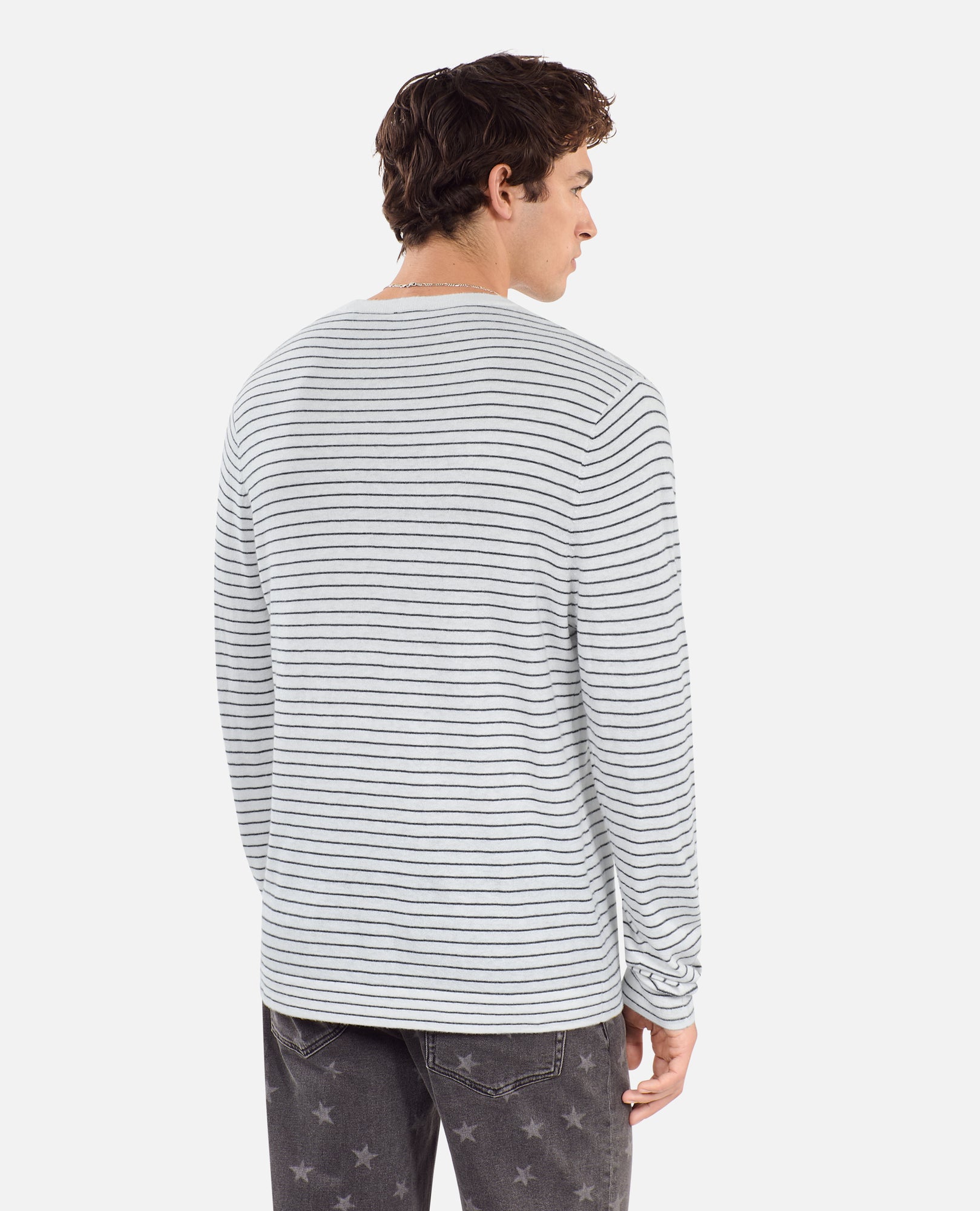 Blazon Striped Wool And Cashmere Sweater | Men | White x Blue