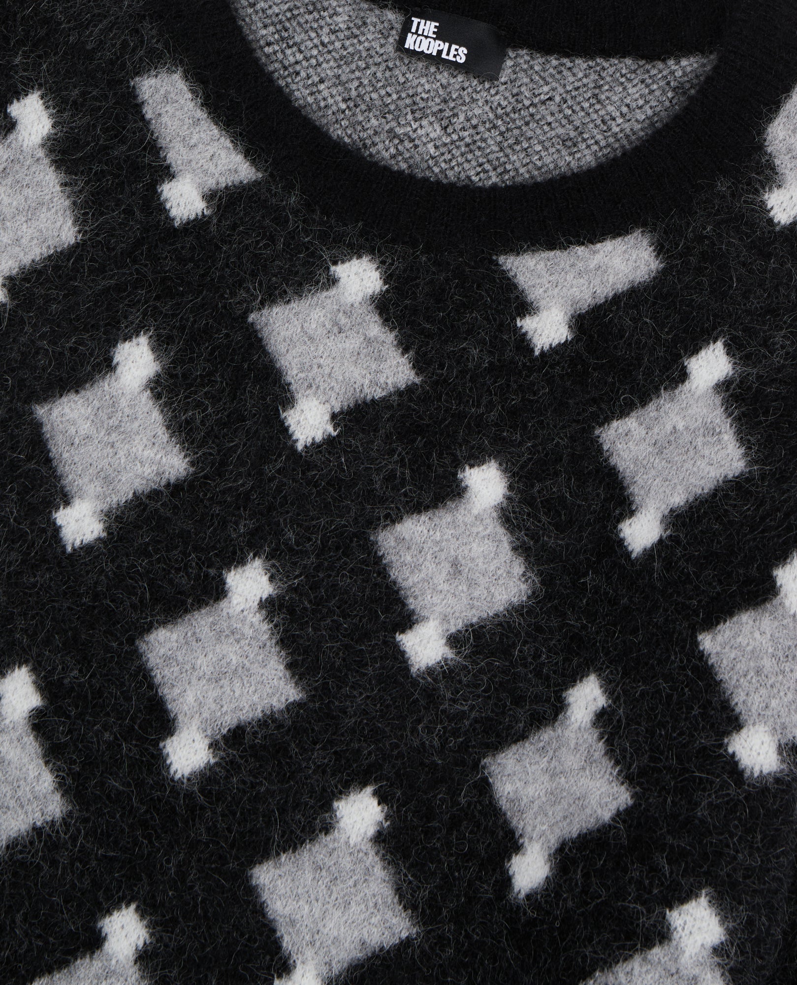 Wool Alpaca Diamond Sweater | Men | Black Grey White