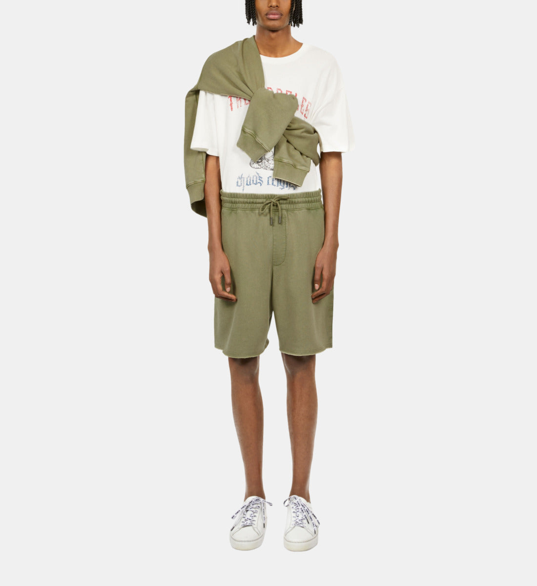 Light Green Cotton Shorts | Men | Khaki Grey