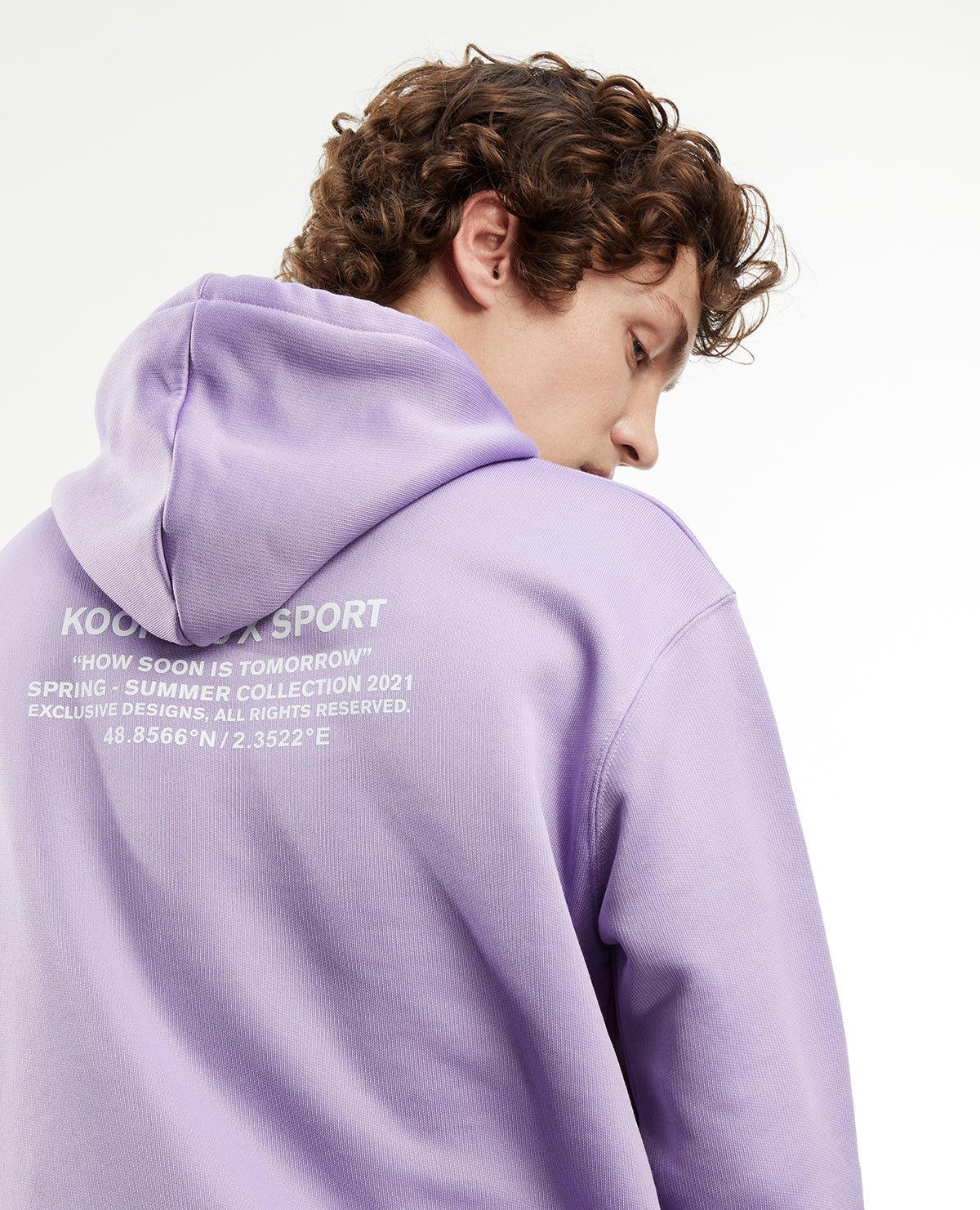 Sweatshirt With Printed Hood | Men | Purple