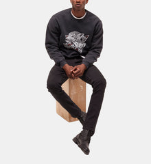 Sweatshirt With Tiger Screen Print | Men | Black Washed