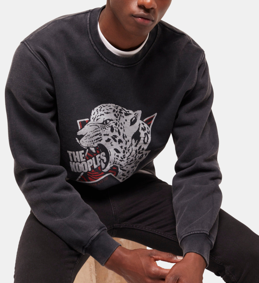 Sweatshirt With Tiger Screen Print | Men | Black Washed