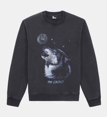 Sweatshirt With Wolf Serigraphy | Men | Black Washed