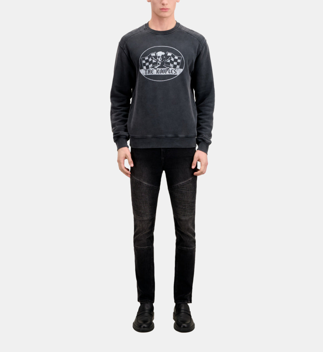 Sweatshirt With Racing Skull Serigraphy | Men | Black Washed