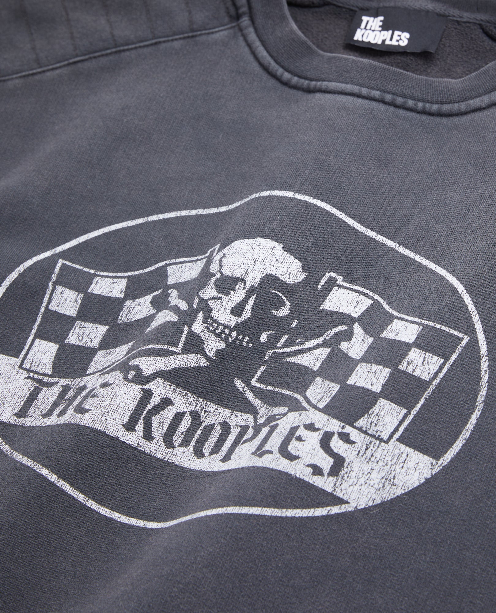 Sweatshirt With Racing Skull Serigraphy | Men | Black Washed