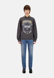 Grey Sweatshirt With Skull Butterfly Serigraphy | Men | Carbone