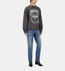 Grey Sweatshirt With Skull Butterfly Serigraphy | Men | Carbone