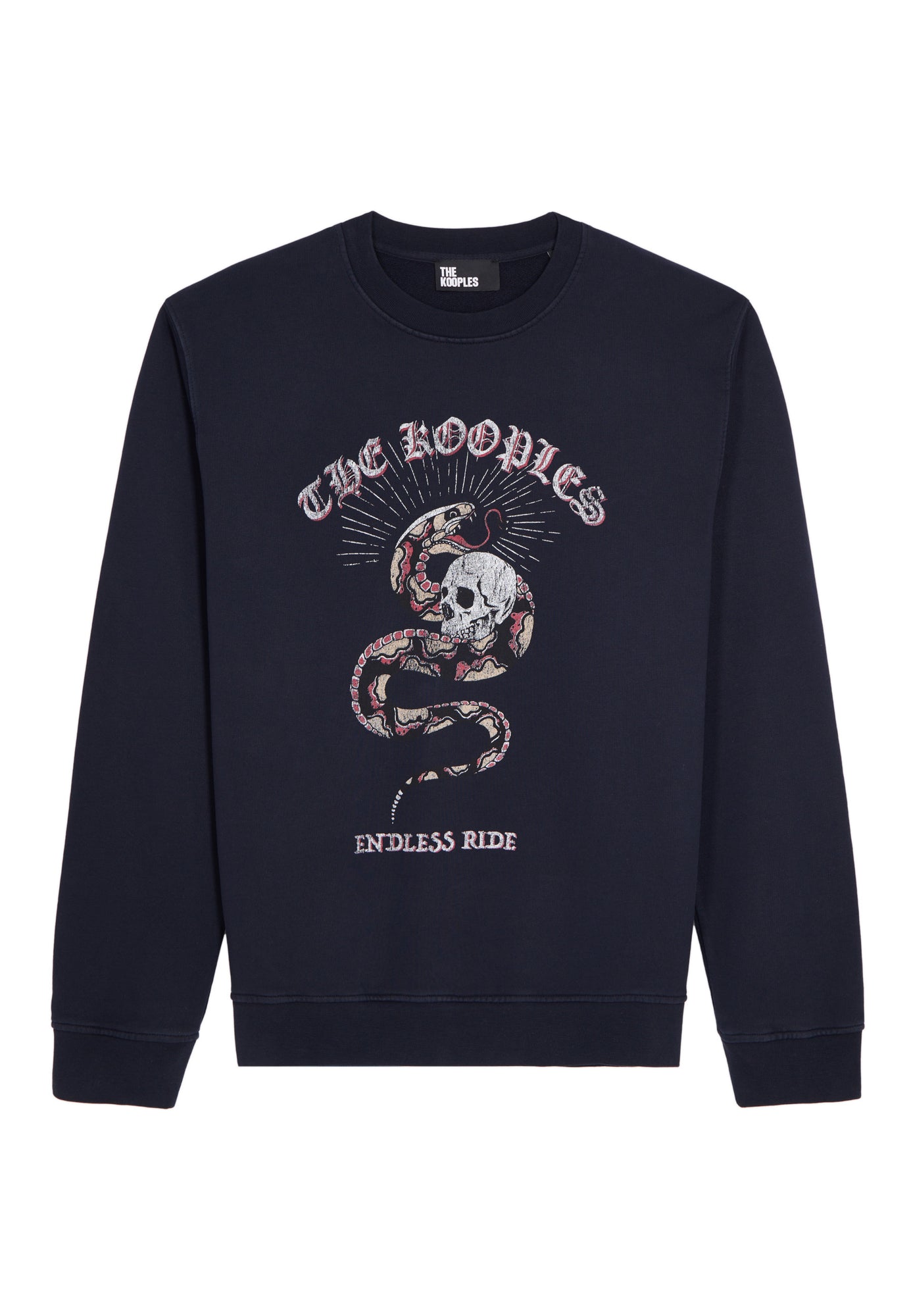 Blue Sweatshirt With Sneaky Snake Serigraphy | Men | Washed Navy