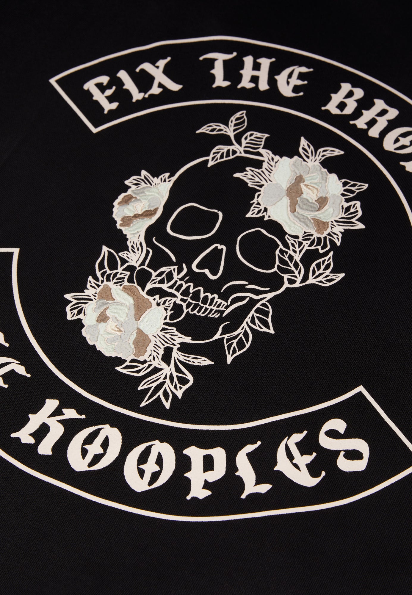 Hoodie With Flower Skull Serigraphy | Men | Black