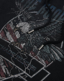 Hoodie With Chaos Eagle Serigraphy | Men | Black Washed