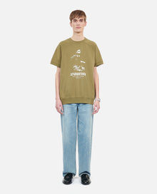 Khaki Short-Sleeved Sweatshirt Kooples Fever Serigraphy | Men | Olive