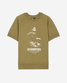 Khaki Short-Sleeved Sweatshirt Kooples Fever Serigraphy | Men | Olive