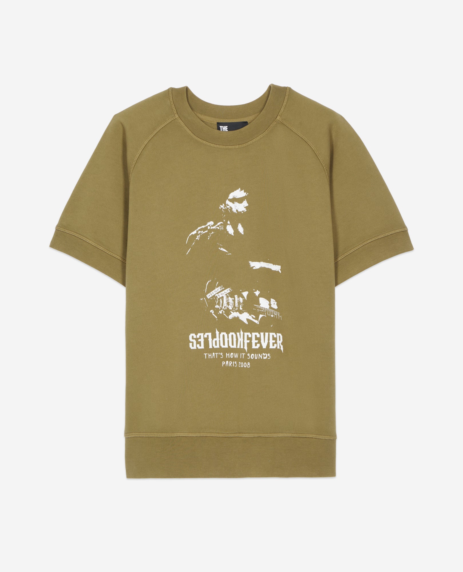 Khaki Short-Sleeved Sweatshirt Kooples Fever Serigraphy | Men | Olive