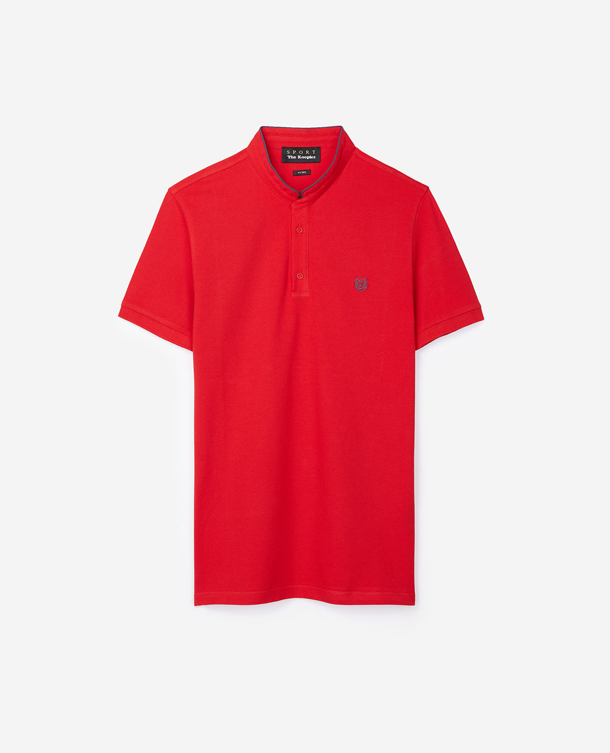 Bright Polo Shirt With Officer Collar Blue etails | Men | Fire Red x Ocean Diamond