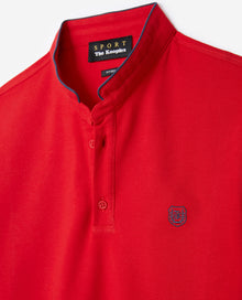 Bright Polo Shirt With Officer Collar Blue etails | Men | Fire Red x Ocean Diamond