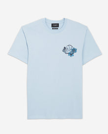 Printed T-Shirt With Skull And Flowers | Men | Blue