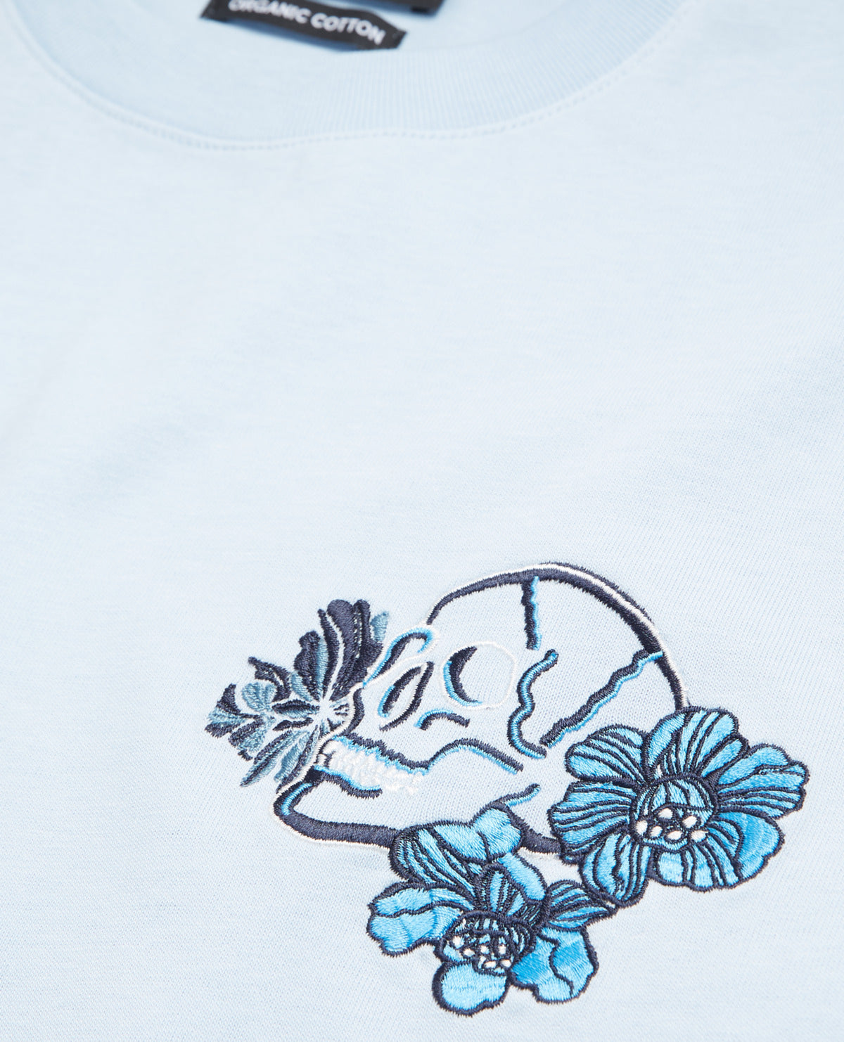 Printed T-Shirt With Skull And Flowers | Men | Blue