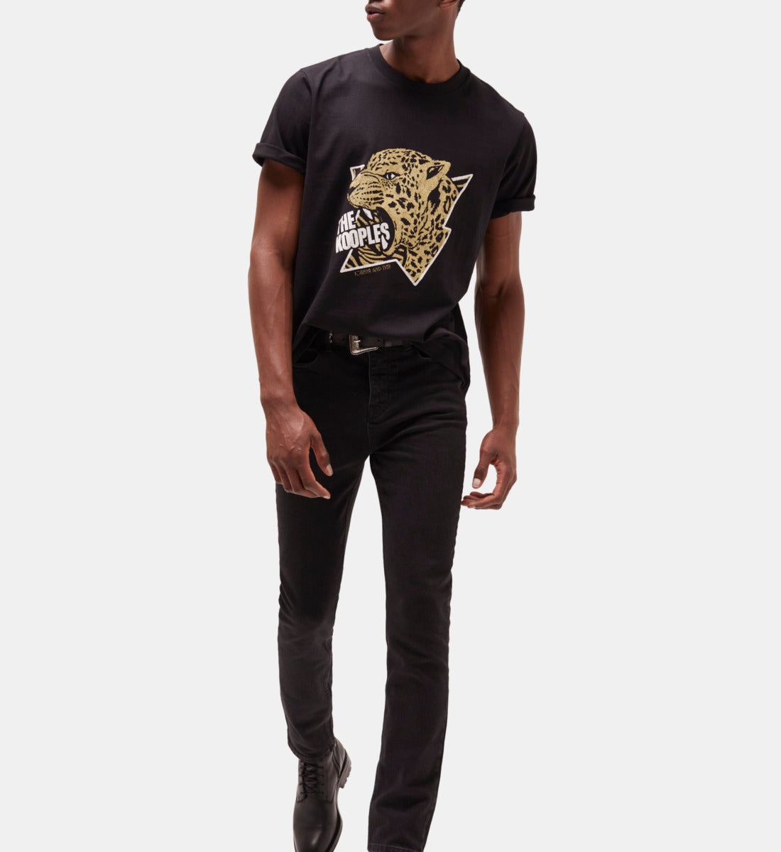 Screen Print T-Shirt | Men | Black x Antic Gold