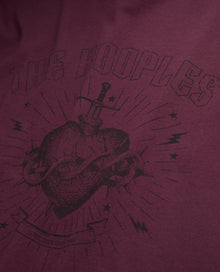 Burgundy T-Shirt With Dagger Through Heart Serigraphy | Men | Bordeaux