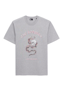 Gray T-Shirt With Sneaky Snake Serigraphy | Men | Light Grey Chine