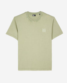 Light Green T-Shirt With Logo Embroidery | Men | Khaki Grey