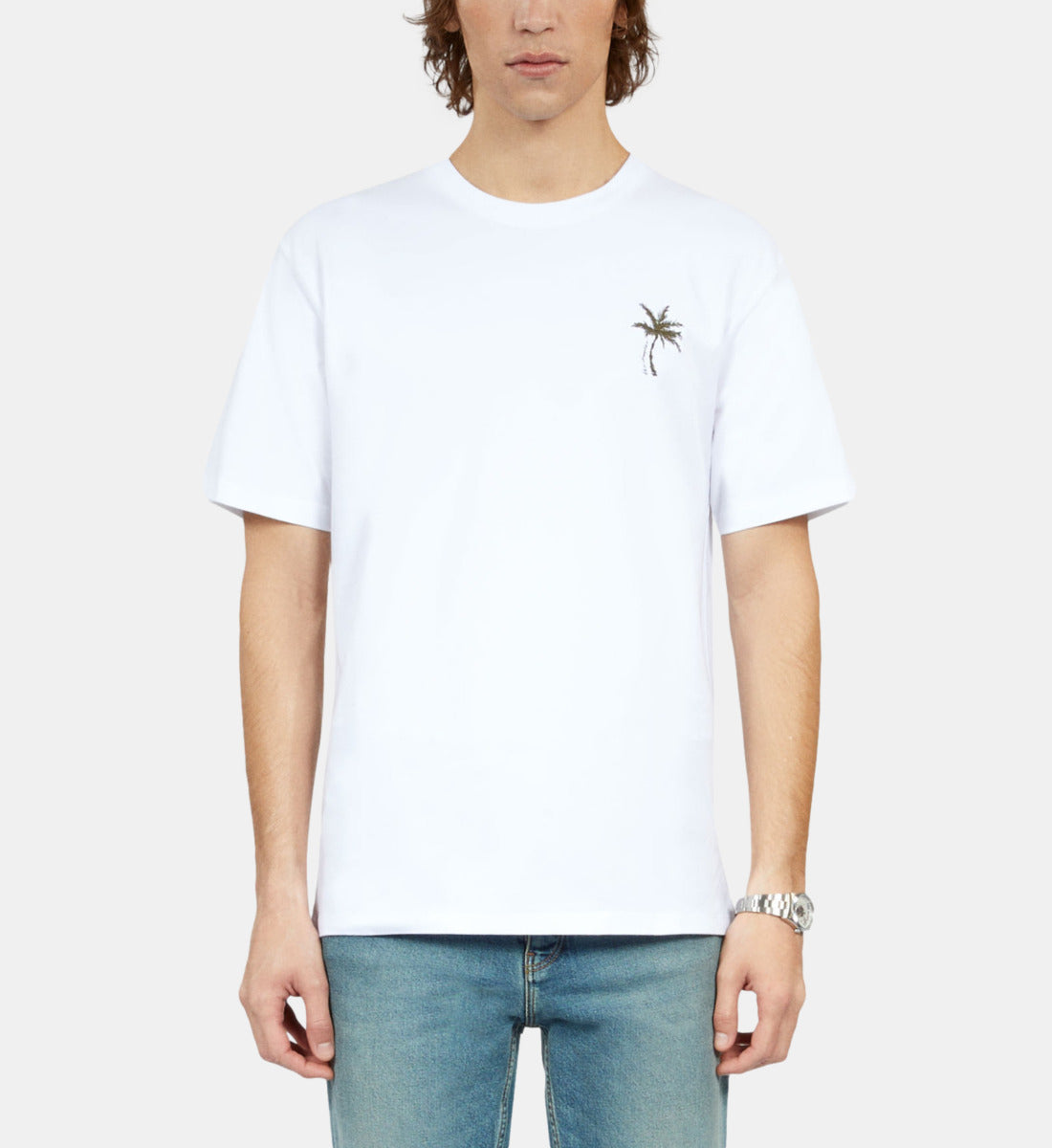 T-Shirt With Palm Tree Embroidery | Men | White