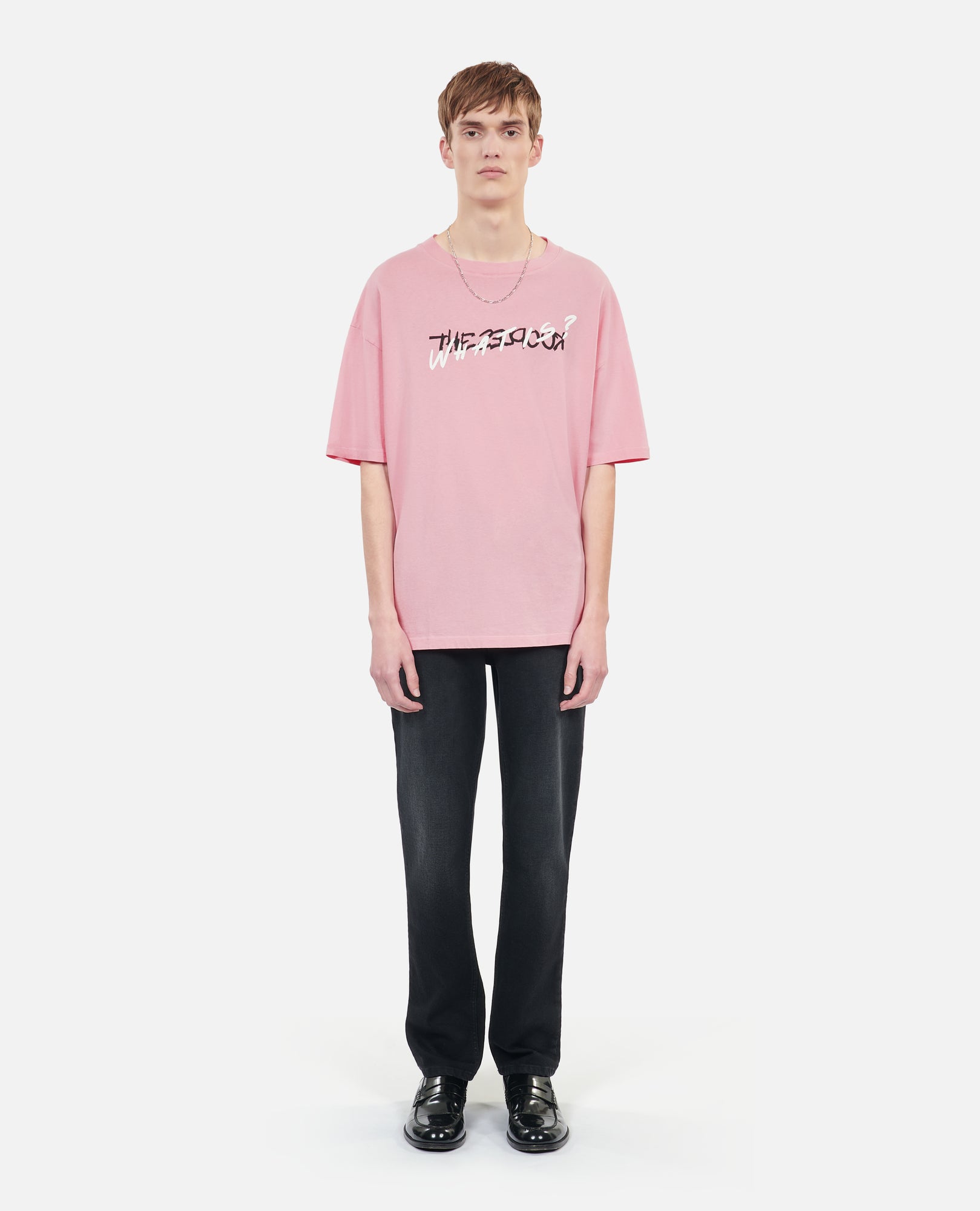 Light What Is Handwritten Serigraphy T-Shirt | Men | Sweet Pink