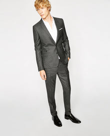 Faded Wool Suit Jacket | Men | Black Grey