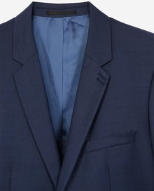 Wool Suit Jacket With Notched Collar | Men | Blue Denim