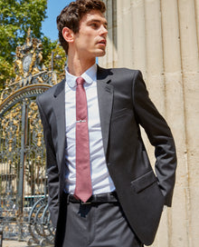 Wool Suit Jacket With Contrasting Woven Lines | Men | Dark Grey