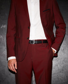 Slim Wool Jacket W/Notched Lapels | Men | Burgundy