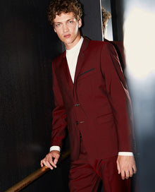 Slim Wool Jacket W/Notched Lapels | Men | Burgundy