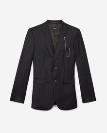 Formal Jacket With Gray Stripes | Men | Black x Anthracite