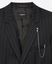 Formal Jacket With Gray Stripes | Men | Black x Anthracite