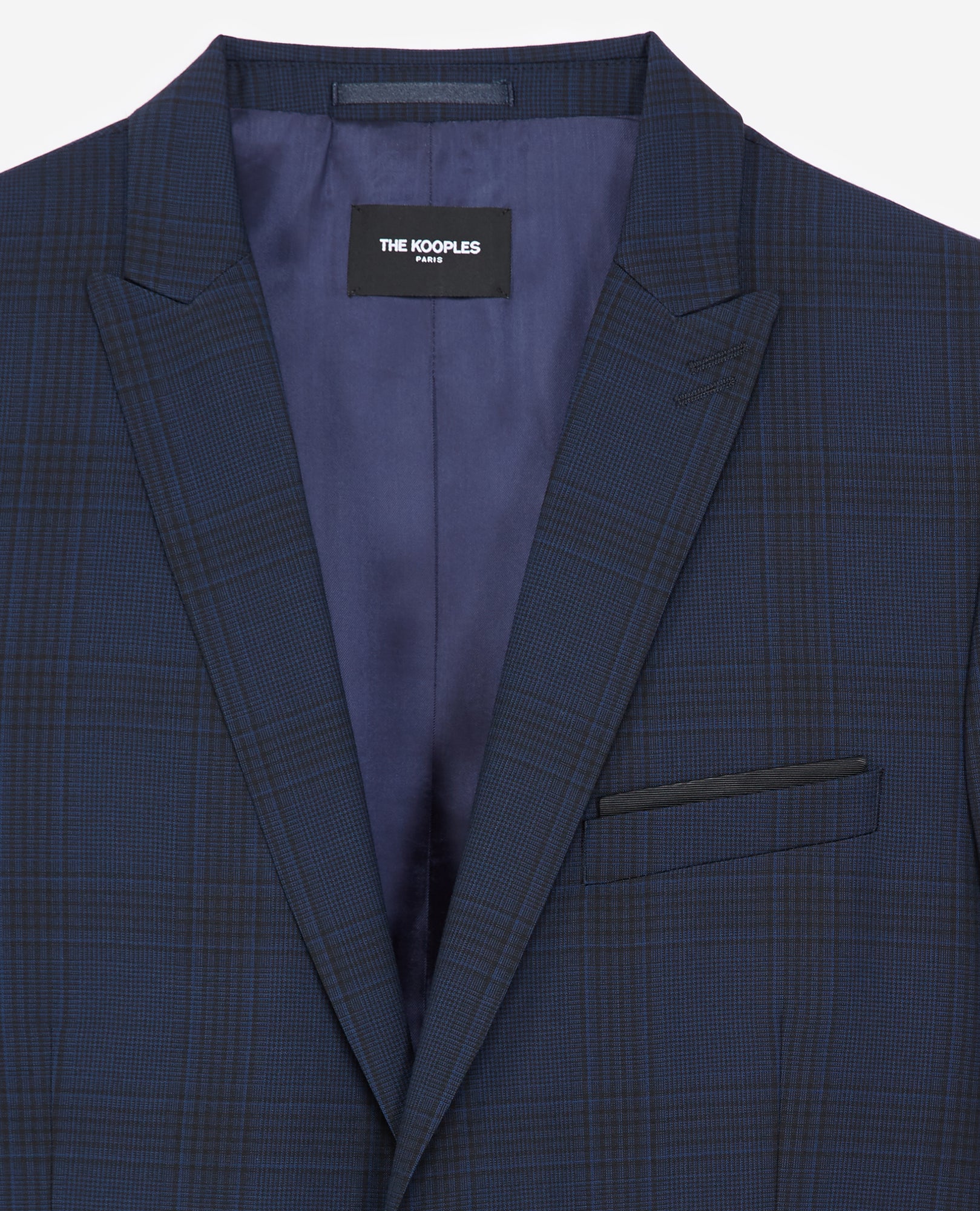 Wool Jacket With Check Motif | Men | Navy Blue