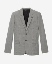 Gray Patterned Wool Suit Jacket | Men | Ecru Black