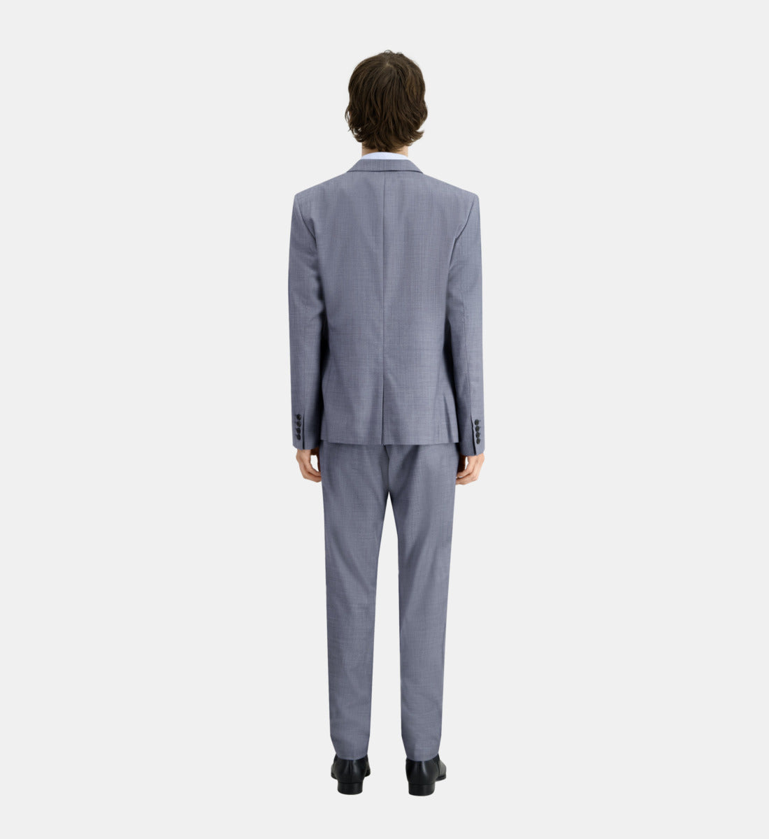 Grey Checkered Wool Suit Blazer | Men | Light Blue